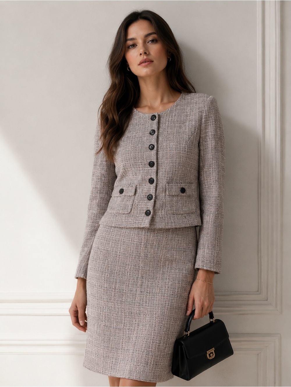 NWT Vintage Chic Women's Tweed Blazer and Skirt Set